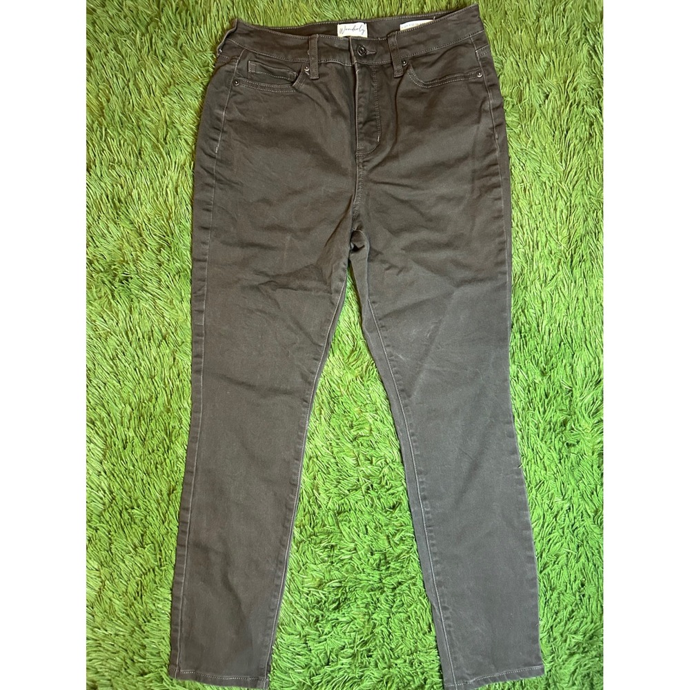 Wonderly Pants Women 4 Brown High-Rise Skinny Ankle Stretch Casual Denim Trouser